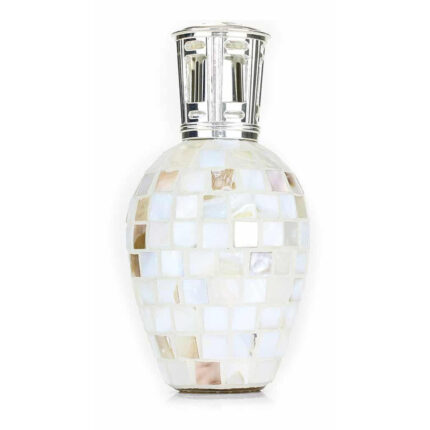 Ocean King Duftlampe L mit mosaikartigem Korpus und silberfarbenem Aufsatz