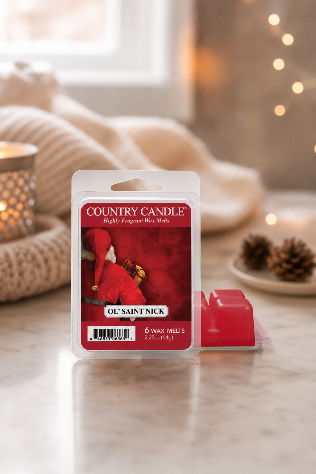 Ol' Saint Nick Wax Melts 64g in einer stimmungsvollen Anwendungsszene