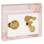 Geschenkset mit goldenem Autoduft und Schlüsselanhänger in rosafarbener Verpackung