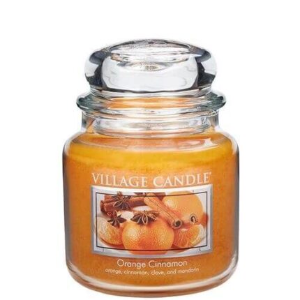 Village Candle Orange Cinnamon Kerze im Glas mit durchsichtigem Deckel