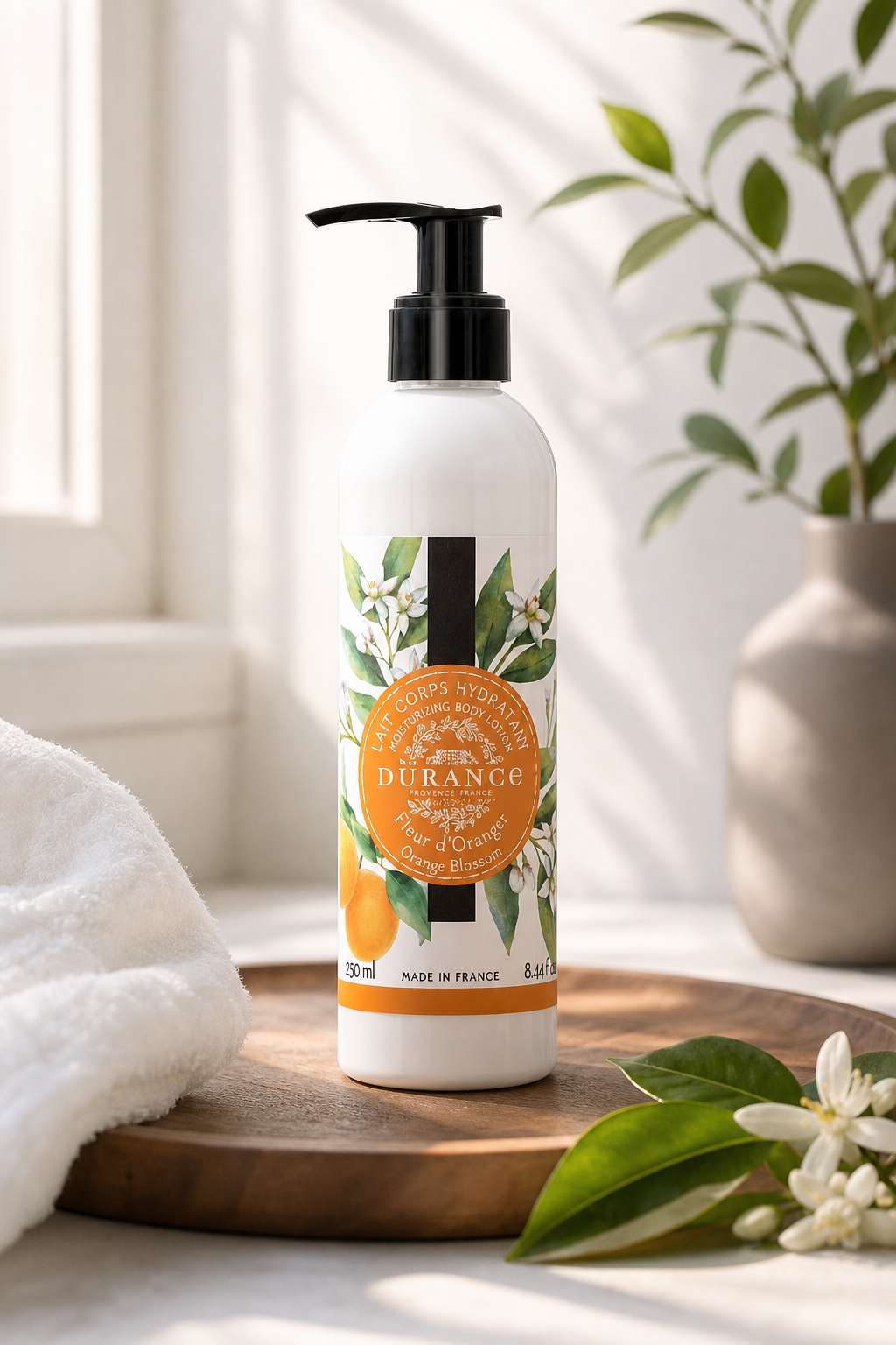 Orangenblüte Bodylotion 250ml in einer stimmungsvollen Anwendungsszene