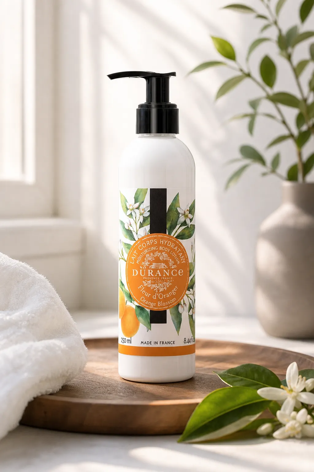 Orangenblüte Bodylotion 250ml in einer stimmungsvollen Anwendungsszene