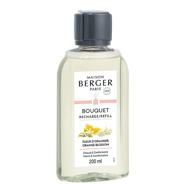 Bouquet Orangenblüte Nachfüllflasche Transparente Maison Berger Paris Nachfüllflasche mit Fleur-d’Oranger-Etikett, 200 ml