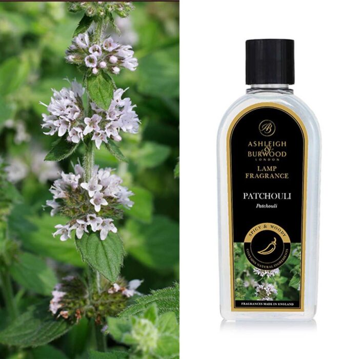 Ashleigh-&-Burwood-Flasche mit Patchouli-Lamp-Fragrance-Etikett