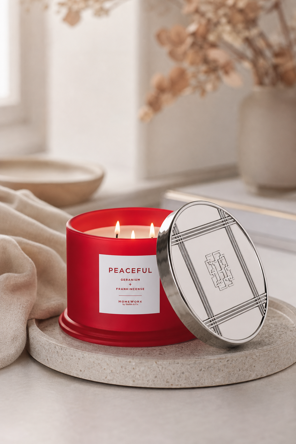 Peaceful Aromatherapy 397g (3-Docht) in einer stimmungsvollen Anwendungsszene