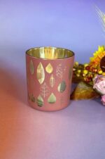 Piazza Blatt Votivglas 7cm glory pink/gold – Produktansicht