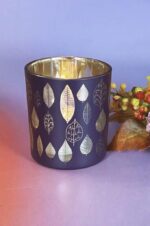 Piazza Blatt Votivglas 7cm red plum/gold – Produktansicht