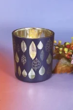 Piazza Blatt Votivglas 7cm red plum/gold – Produktansicht