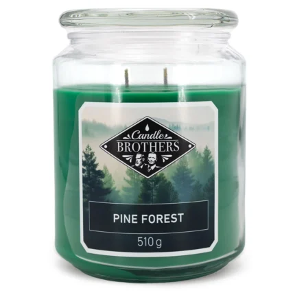 Grüne Pine Forest Kerze im Glas mit sichtbarem Candle Brothers Etikett