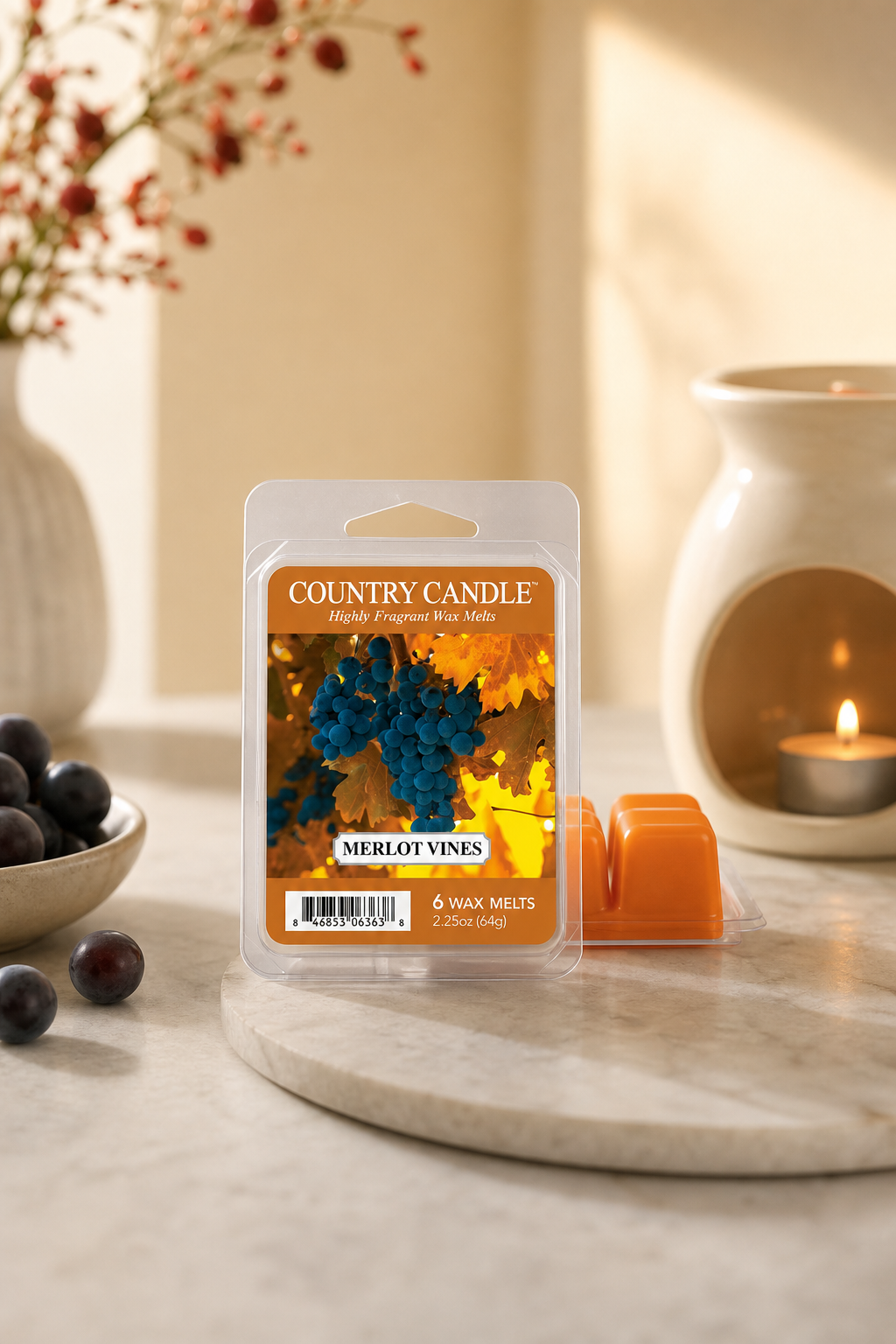 Pinecones & Pomander Wax Melts 64g in einer stimmungsvollen Anwendungsszene