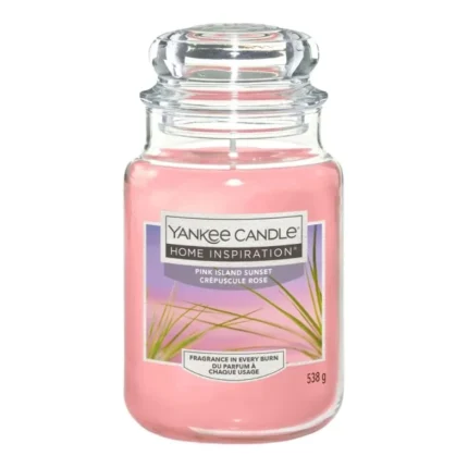 Pinke Yankee Candle Duftkerze im Glas mit transparentem Deckel
