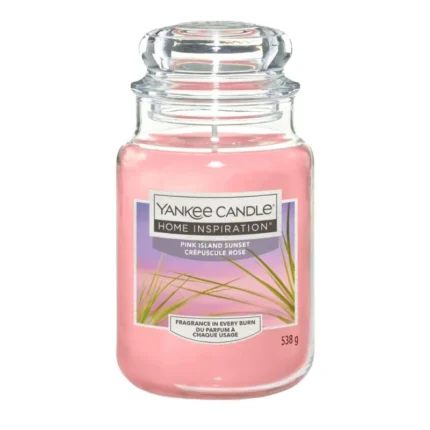 Pinke Yankee Candle Duftkerze im Glas mit transparentem Deckel