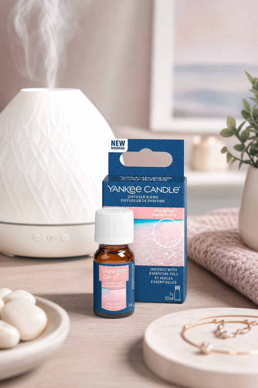 Pink Sands 10ml Nachfüller für Ultrasonic Diffuser in einer stimmungsvollen Anwendungsszene