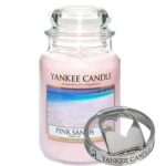 Yankee Candle Pink Sands Kerze mit Glasdeckel und dekorativem Kerzenring