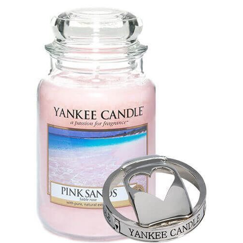 Pink Sands Duftkerze mit Deckel Yankee Candle Pink Sands Duftkerze mit Glasdeckel und dekorativem Kerzenring