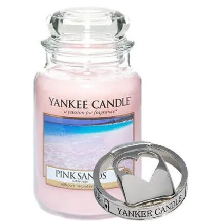 Yankee Candle Pink Sands Kerze mit Glasdeckel und dekorativem Kerzenring