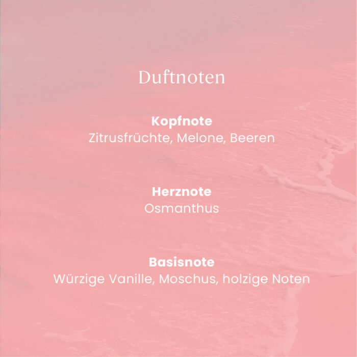 Duftnoten von Pink Sands mit Zitrusfrüchten, Melone, Beeren und Osmanthus