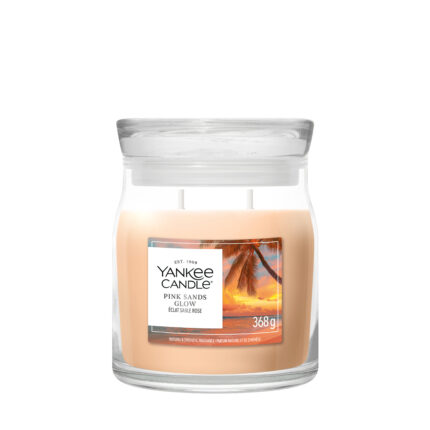 Yankee Candle Pink Sands Glow Duftkerze im Glas mit Etikett