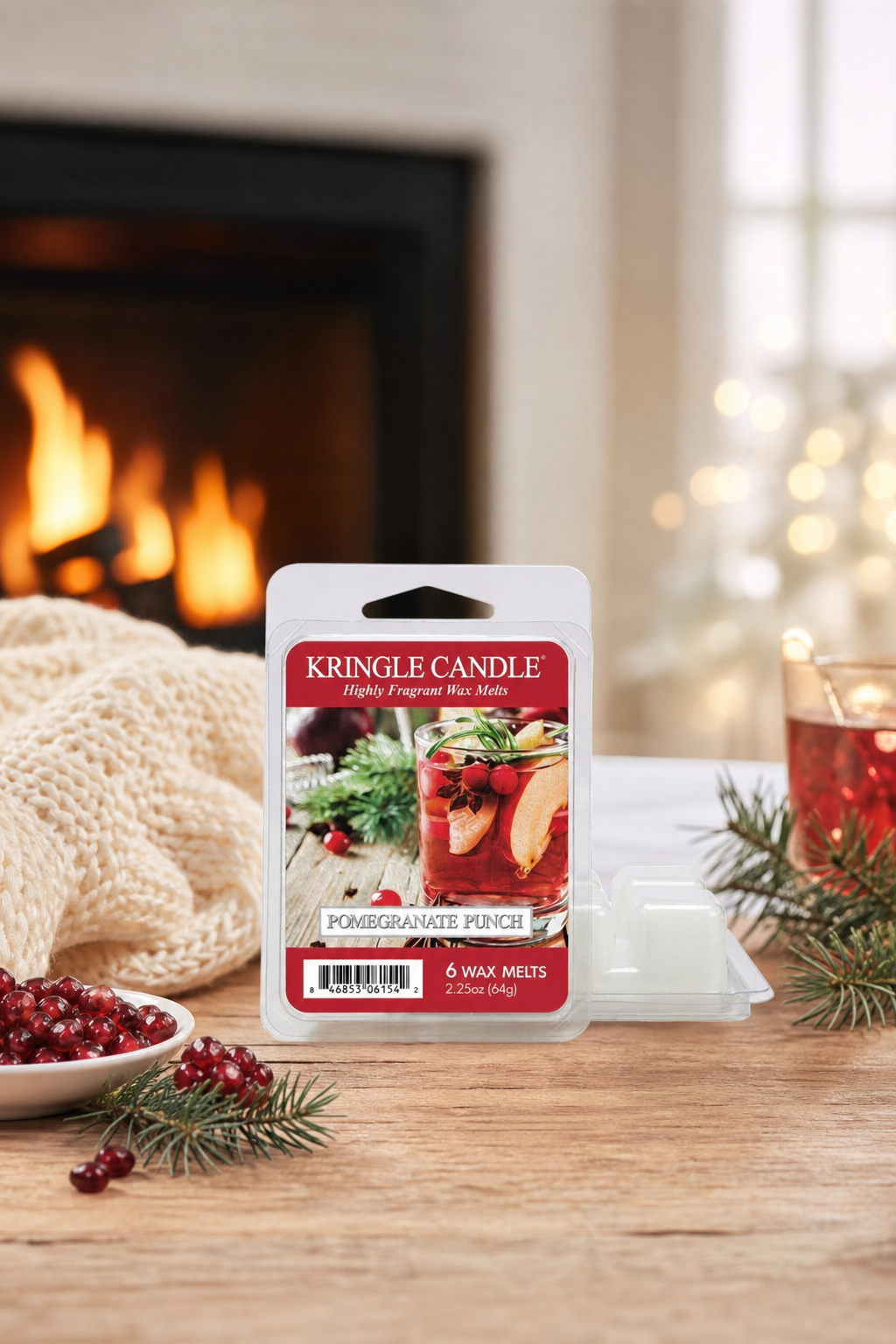Pomegranate Punch Wax Melts 64g in einer stimmungsvollen Anwendungsszene