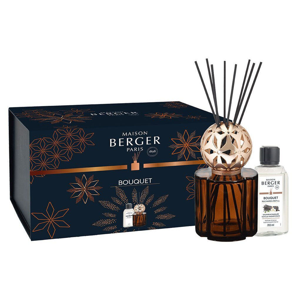 Diffuser und Nachfüllflasche Maison Berger Diffuser mit Duftstäbchen, Nachfüllflasche und Verpackung