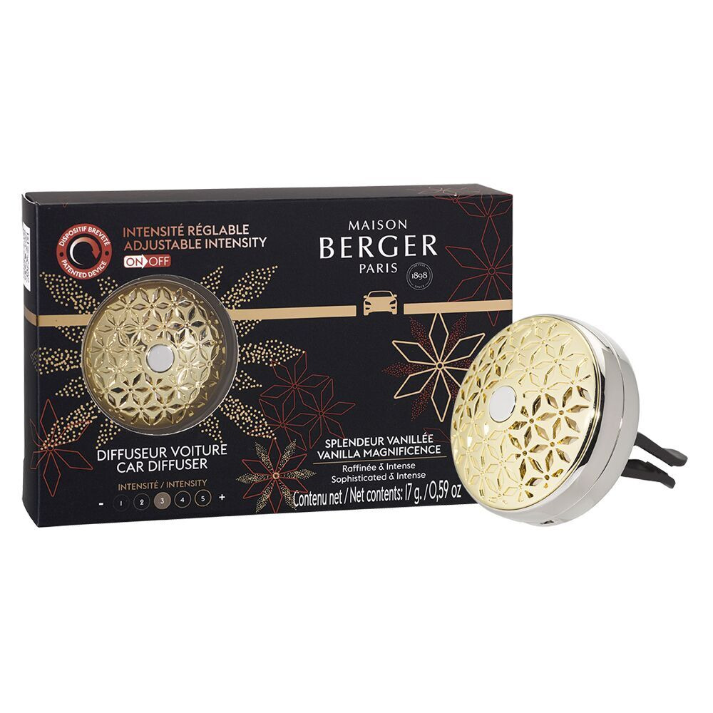 Autoduft und Verpackung Maison Berger Paris Autoduft vor schwarzer Produktverpackung