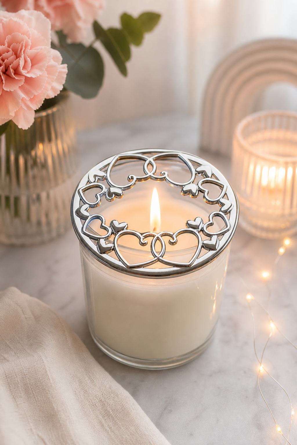 Precious Hearts Candle-Lid in einer stimmungsvollen Anwendungsszene