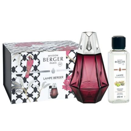 Granatfarbene Lampe Berger mit Verpackung und Nachfüllflasche