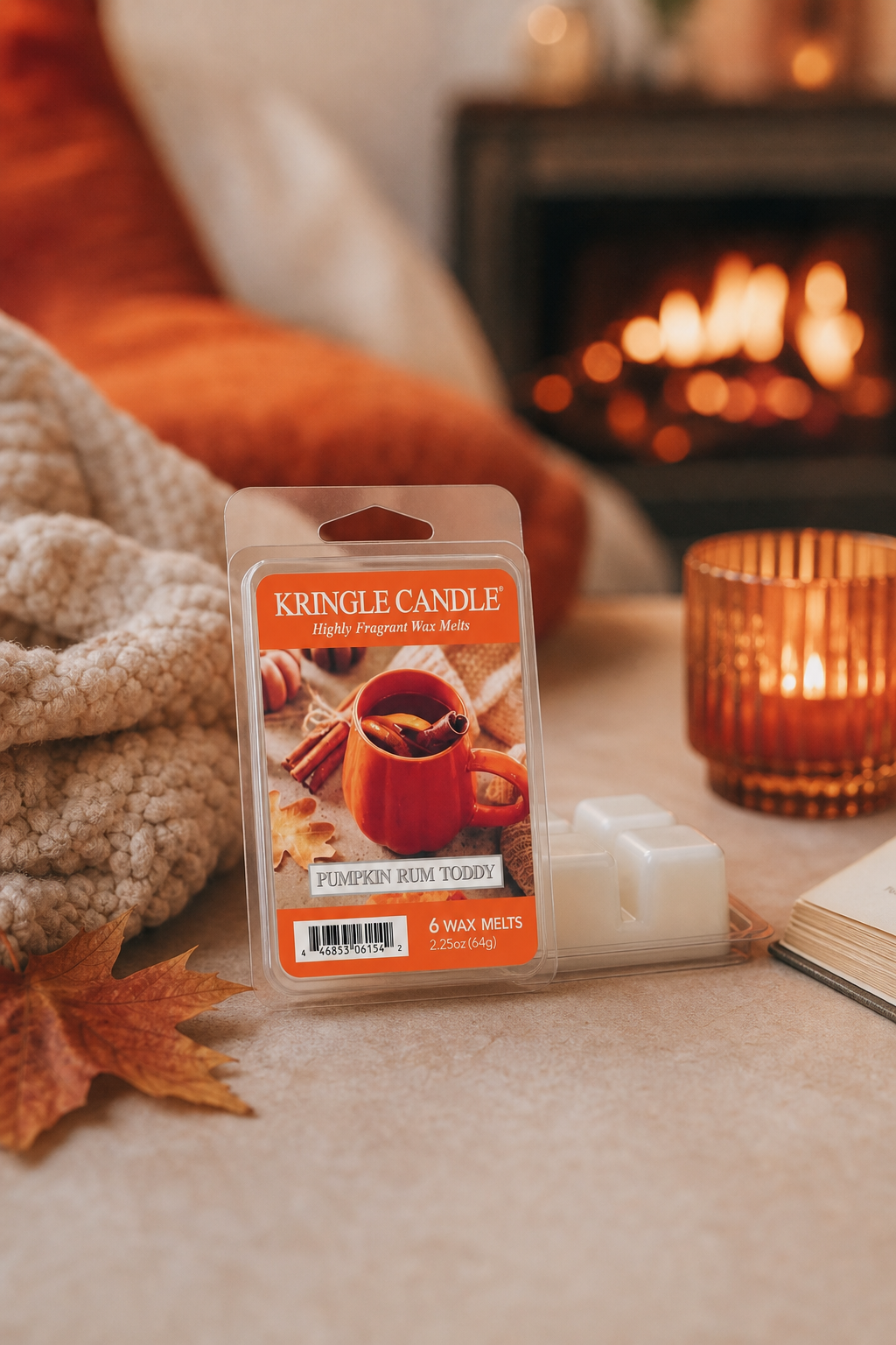 Pumpkin Rum Toddy Wax Melts 64g in einer stimmungsvollen Anwendungsszene