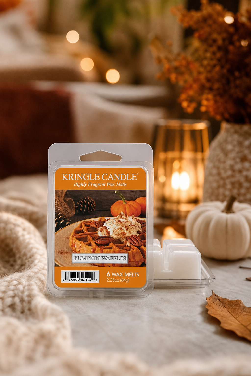 Pumpkin Waffles Wax Melts 64g in einer stimmungsvollen Anwendungsszene
