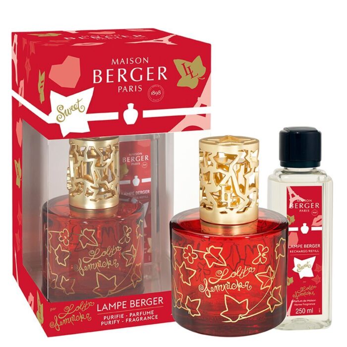 Rotes Maison Berger Sweet Set mit Lampe und Nachfüllflasche