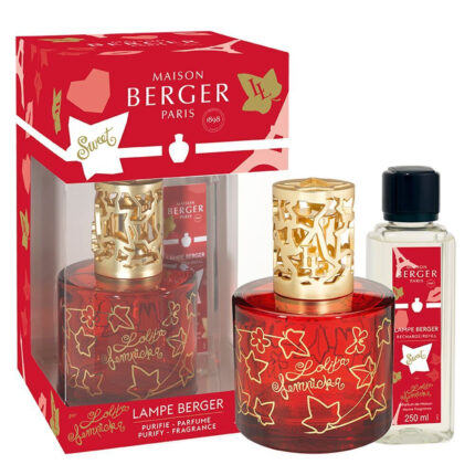 Rotes Maison Berger Sweet Set mit Lampe und Nachfüllflasche