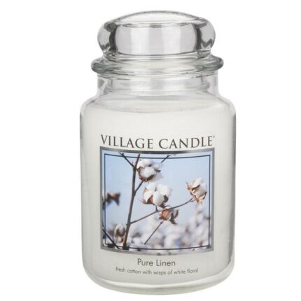 Pure Linen Kerze von Village Candle im transparenten Glas