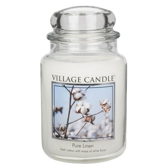 Pure Linen Kerze im Glas Village Candle Pure Linen Kerze im Glas mit Baumwollblüten-Etikett
