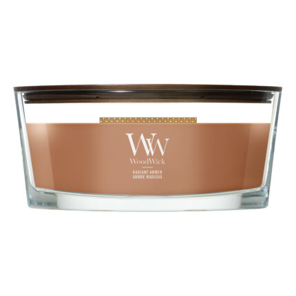 WoodWick Radiant Amber Kerze im Glas mit aufgelegtem Deckel