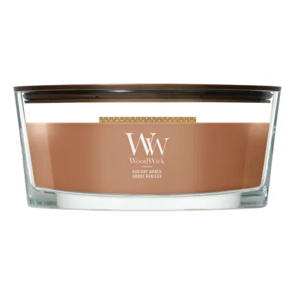 WoodWick Radiant Amber Kerze im Glas mit aufgelegtem Deckel