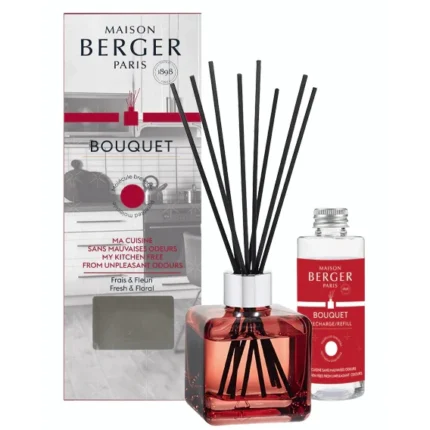 Maison Berger Bouquet Diffuser, Verpackung und Nachfüllflasche nebeneinander