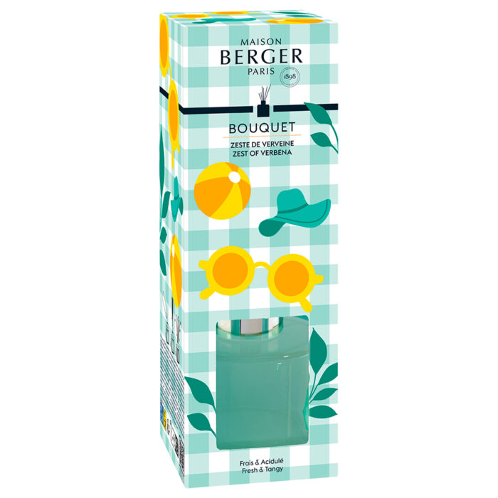 Verpackung mit Maison-Berger-Aufdruck, Verbene-Zeichnung und sichtbarem Diffuser