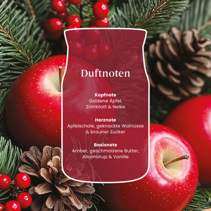 Duftnoten von Red Apple Wreath mit Äpfeln, Zimt, Nelke und Vanille