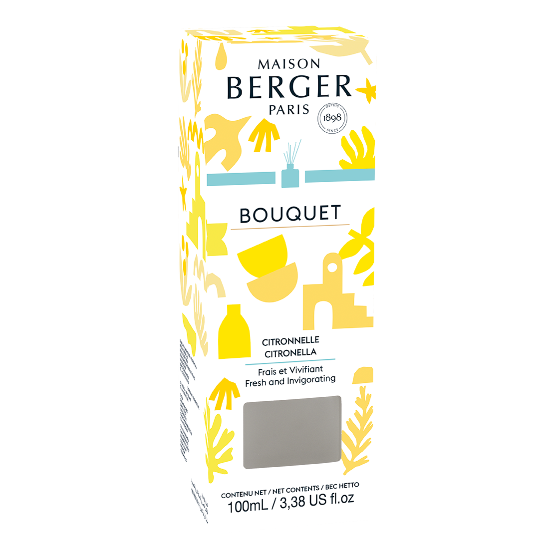 Citronella Diffuser Verpackung Vorderseite der Verpackung mit Citronnelle-Duftbezeichnung und 100 ml Inhalt