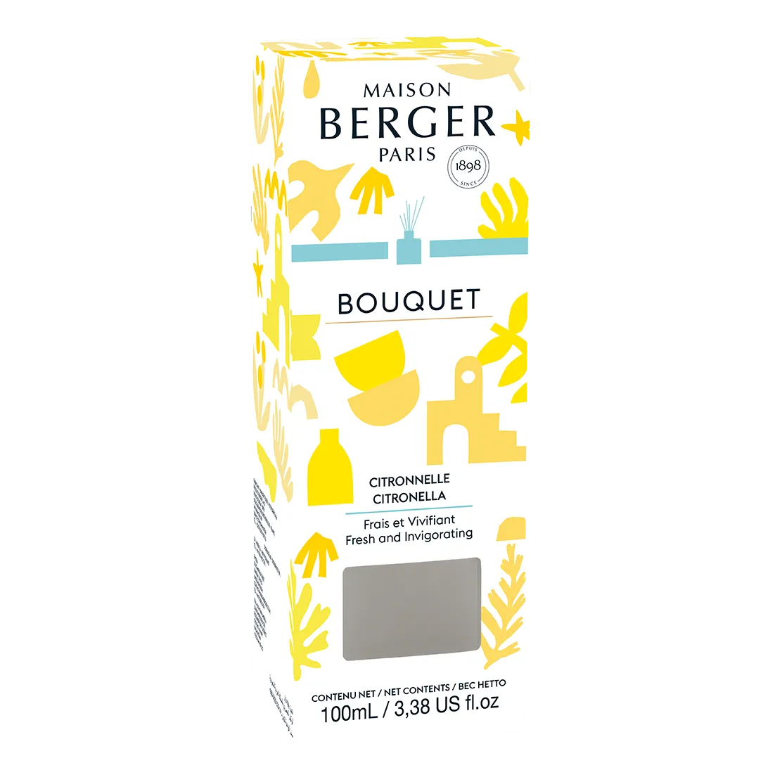 Citronella Diffuser Verpackung Vorderseite der Verpackung mit Citronnelle-Duftbezeichnung und 100 ml Inhalt