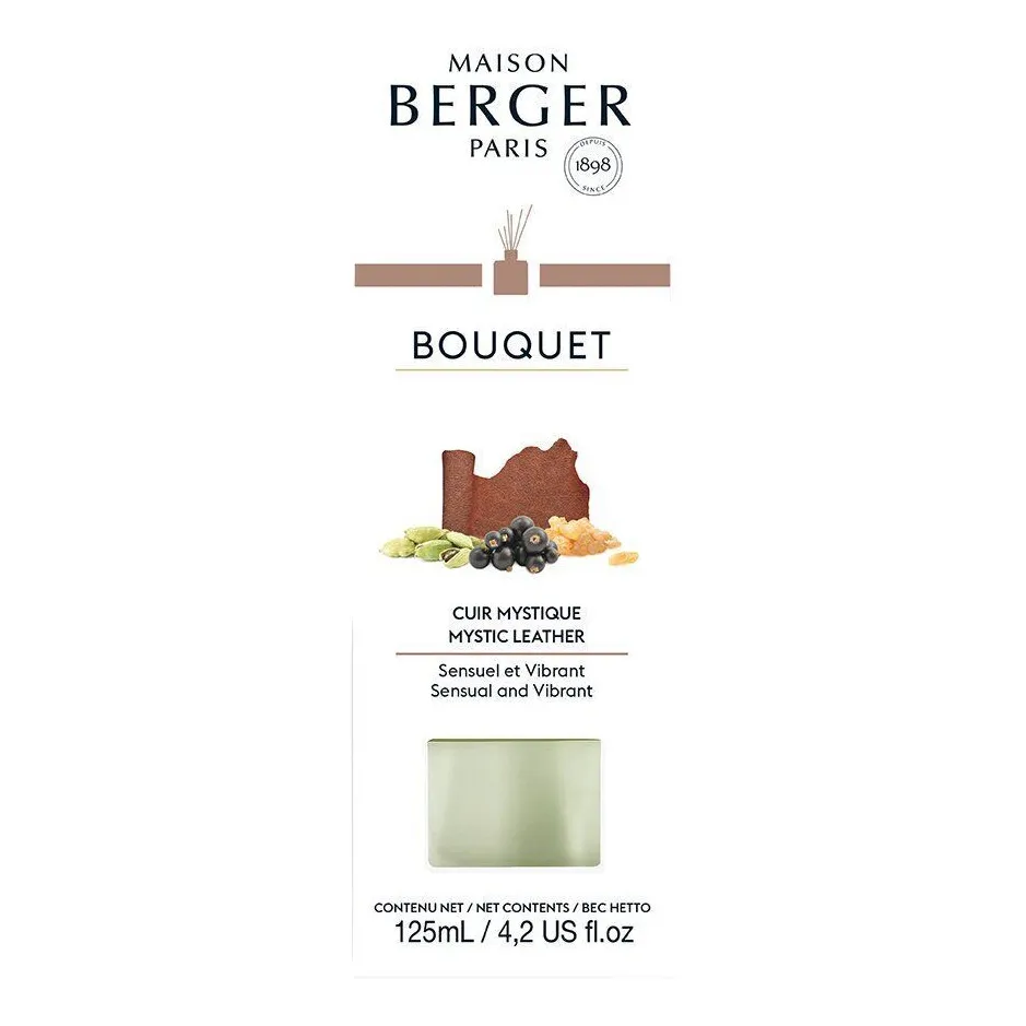 Bouquet Mystic Leather 125 ml Nahaufnahme der Verpackung mit Bouquet Mystic Leather und 125 ml Inhalt