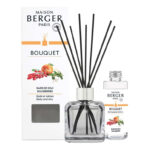Diffuser mit schwarzen Stäbchen, Verpackung und Nachfüllflasche von Maison Berger