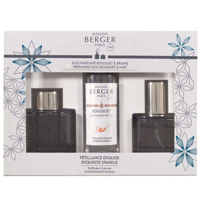 Verpacktes Maison Berger Duftduo mit Bouquet Nachfüllflasche und zwei Flakons