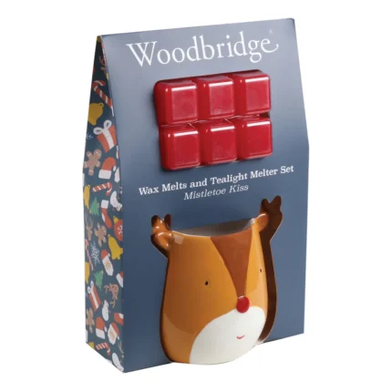 Verpackter Reindeer-Teelichtschmelzer mit sechs roten Wachsmelts