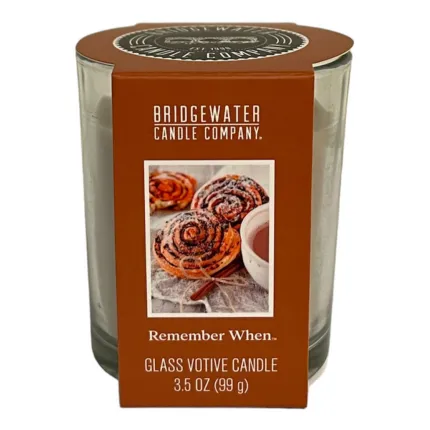 Remember When Glasvotivkerze im Glas mit brauner Banderole und Deckel