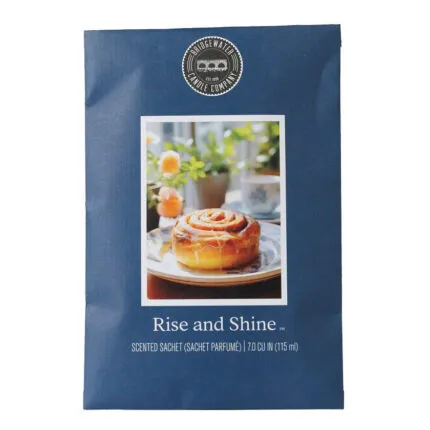 Blaues Rise and Shine Duftsachet mit Zimtschneckenmotiv