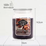 Roasted Chestnut Kerze mit Angaben zu 14,5 cm Höhe, 10 cm Durchmesser und 100 Stunden Brenndauer