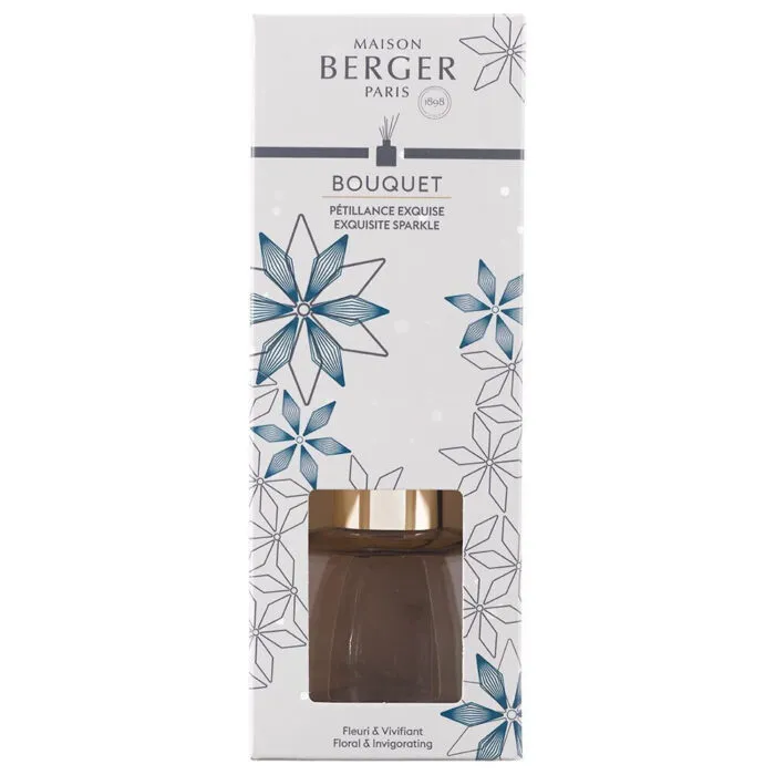 Verpackter Maison Berger Bouquet Diffuser mit blauem Blumenmuster und Glasflakon