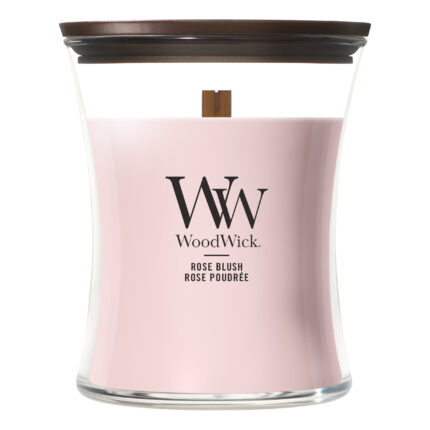 Rose Blush Kerze im Glas mit sichtbarem Holzdocht