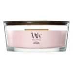 Frontansicht der WoodWick Rose Blush Kerze im Glas
